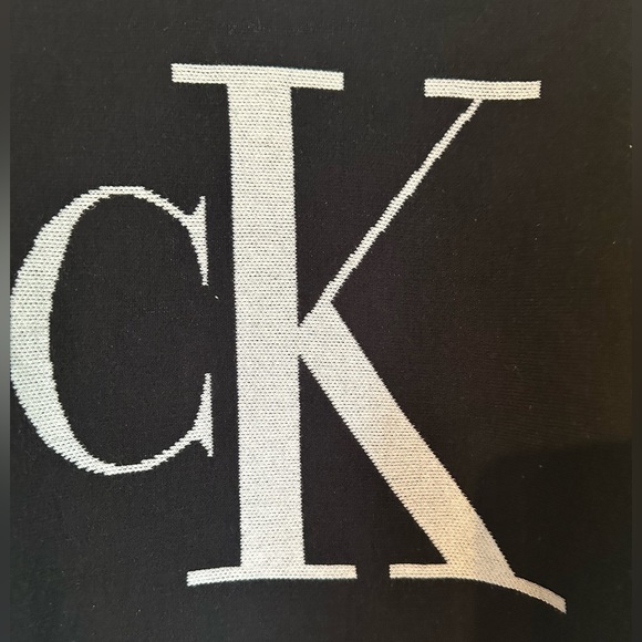 Calvin Klein CK Monogram Logo Dolman Sleeve Cropped Sweater Cotton Black/White - Picture 7 of 12